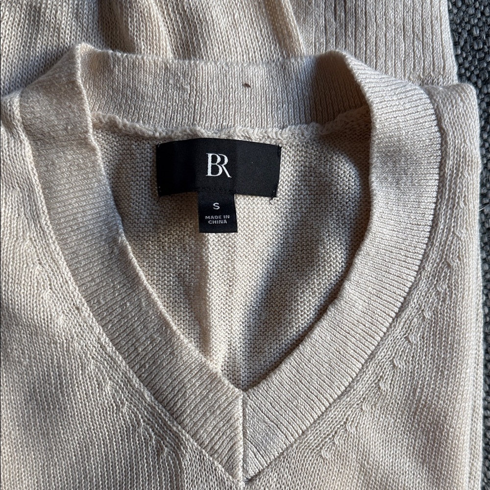 Banana Republic Men’s Beige V-Neck 100% Linen Sweater - Picture 3 of 6